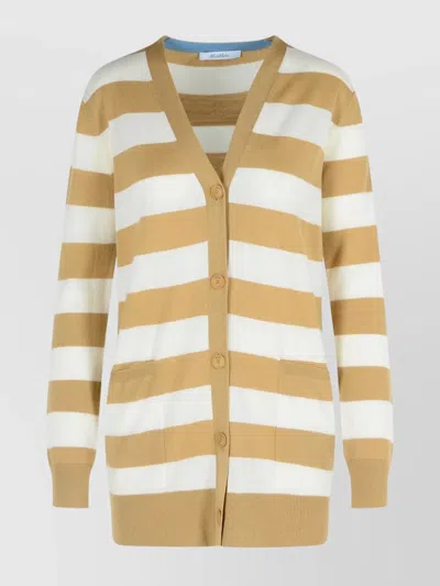 Max Mara 'fiemme' Virgin Wool Sand Cardigan