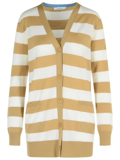 MAX MARA MAX MARA 'FIEMME' VIRGIN WOOL SAND CARDIGAN