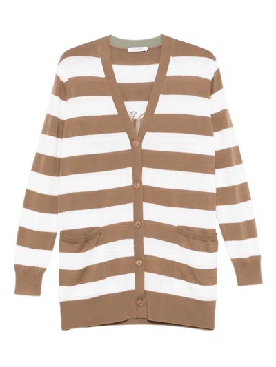 Max Mara Fiemme Wool Cardigan In Brown