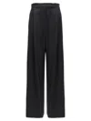 Max Mara High Waist Satin Finish Wide Leg Trousers In Black