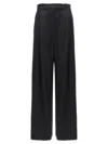 Max Mara High Waist Satin Finish Wide Leg Trousers In Black