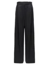 Max Mara High Waist Satin Finish Wide Leg Trousers In Black