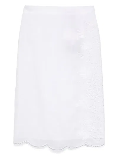 Max Mara Fify Midi Skirt In White