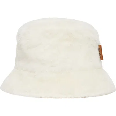 Max Mara Figura Teddy Faux Fur Bucket Hat In White