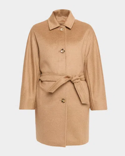 Max Mara Filato Single-breasted Camel Hair Coat In Brown