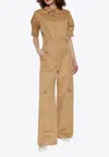 Max Mara Filippo Cotton Gabardine Jumpsuit In Beige