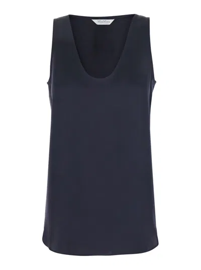 Max Mara 'filly' Blue Sleeveless Top With Round Neck In Silk Woman