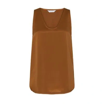 Max Mara Filly Satin Top In Brown