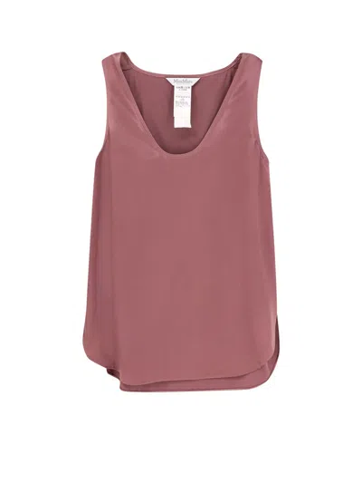 Max Mara Filly Silk Top In Purple