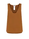 Max Mara Silk Satin Sleeveless Top With Wide Straps In Brown