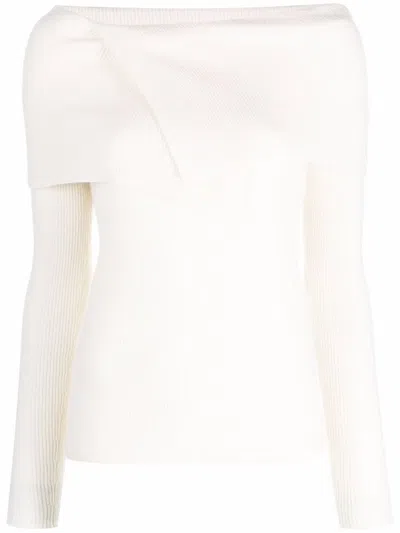 Max Mara Filovia Ribbed-knit Top In White