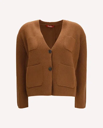 Max Mara Filtro Wool And Cashmere Cardigan In Brown