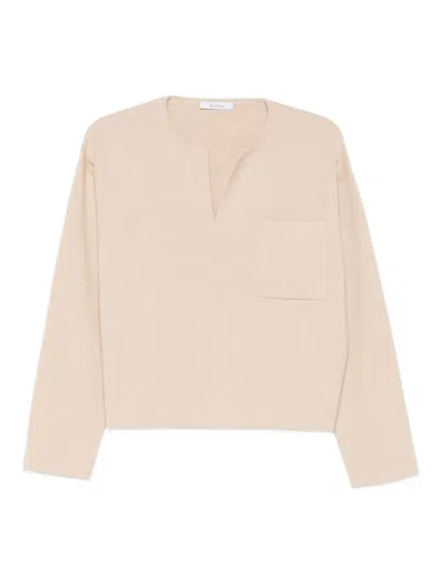 Max Mara V-neck Sweater In Cashmere Wool In Metallic