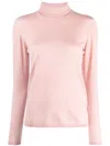 Max Mara Fine-knit Roll-neck Jumper In Pink