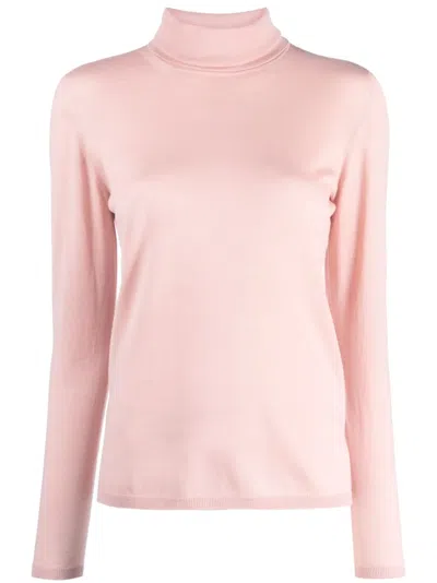 Max Mara Fine-knit Roll-neck Jumper In Pink