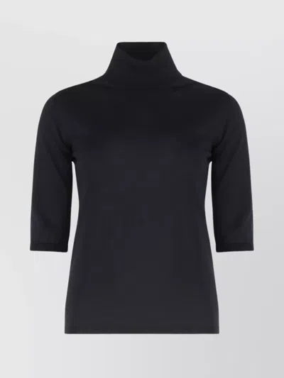 Max Mara Fine-knit Turtleneck Sweater With 3/4 Sleeves