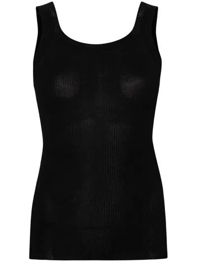Max Mara Fine-ribbed Tank Top In Black
