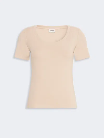 Max Mara Fine Rib-knit Jersey T-shirt In Gold