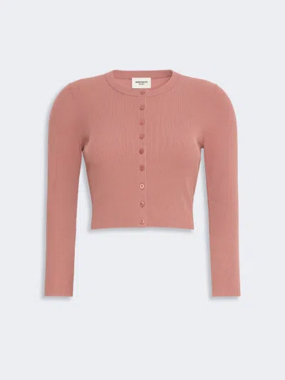 Max Mara Fine Rib-knit Viscose Yarn Cardigan In Pink