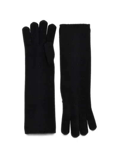 Max Mara Fine-knit Cashmere Gloves In Black