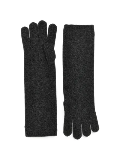 Max Mara Fine-knit Cashmere Gloves In Grey