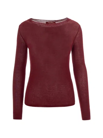 Max Mara Fine-knit Long-sleeve Sweater In Burgundy