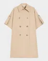 Max Mara Womens Colonial Finezza Double-breasted Relaxed-fit Cotton Cape In Powder
