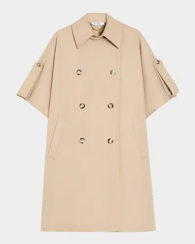 Max Mara Womens Colonial Finezza Double-breasted Relaxed-fit Cotton Cape In Beige