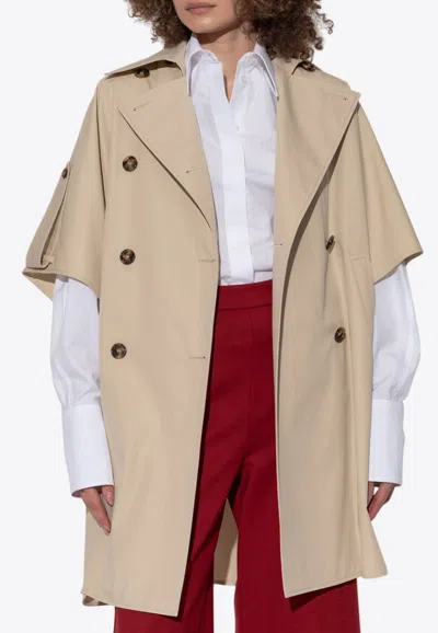 Max Mara Finezza Double-breasted Short Coat In Beige