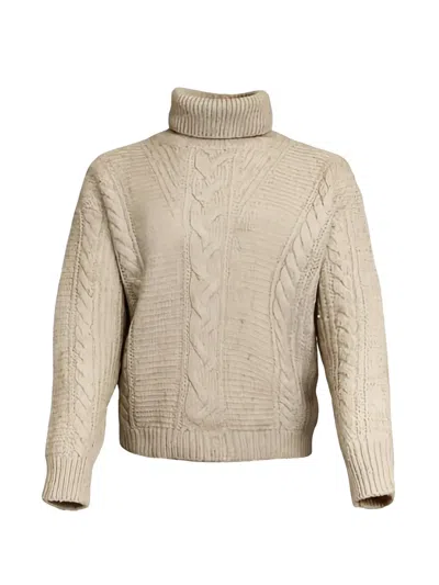 Max Mara Finger Cable-knit Roll-neck Sweater In Nude