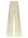 Max Mara Wide Leg High Waist Trousers With Pleated Front In Neutral