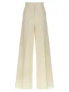 Max Mara Wide Leg High Waist Trousers With Pleated Front In White