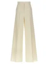 Max Mara Wide Leg High Waist Trousers With Pleated Front In Neutral
