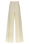 Max Mara Wide Leg High Waist Trousers With Pleated Front In Neutral