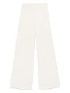 Max Mara Elastic Waistband Lightweight Wide Leg Trousers In Neutral