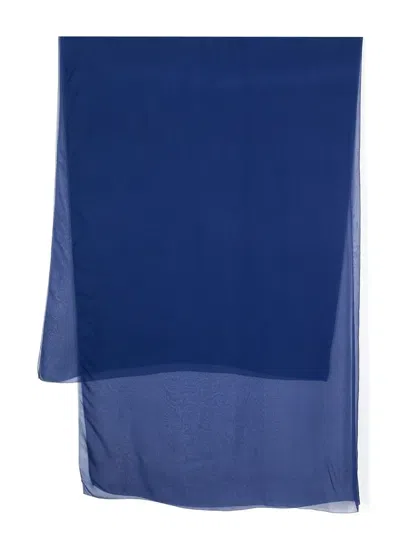 Max Mara Finished Edge Silk Scarf In Blue