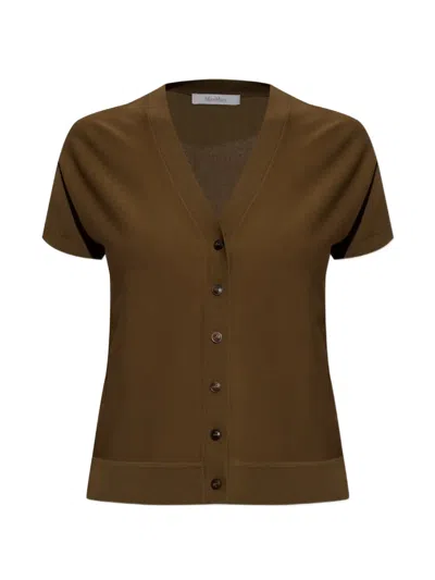 Max Mara Finito Short-sleeve Cardigan In Brown