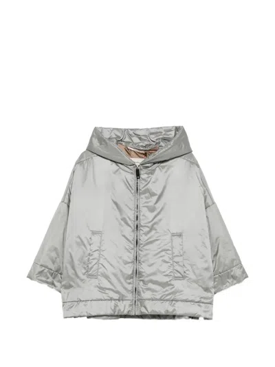 Max Mara Fiore Hooded Jacket In Gray