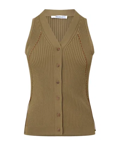 Max Mara Fiorire Knitted Vest In Brown