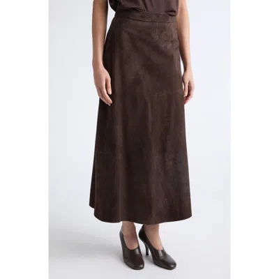 Max Mara Fiorire Suede Skirt In Brown