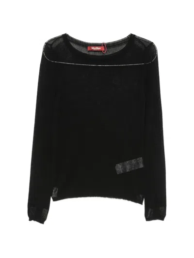 Max Mara Fiorito Fine-knit Long-sleeve Sweater In Black
