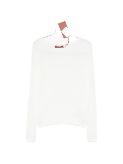 Max Mara Fiorito Fine-knit Long-sleeve Sweater In White