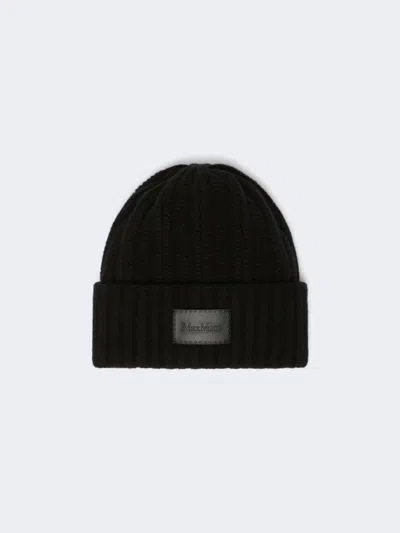 Max Mara Fisherman's Knit Cashmere Beanie In Black