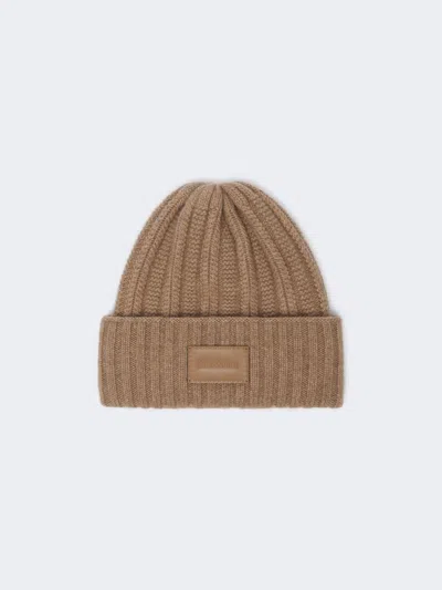 Max Mara Fisherman's Knit Cashmere Beanie In Sand