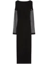 Max Mara Fitted Black Midi Dress With Sheer Sleeves And Decorative Buttons In Black