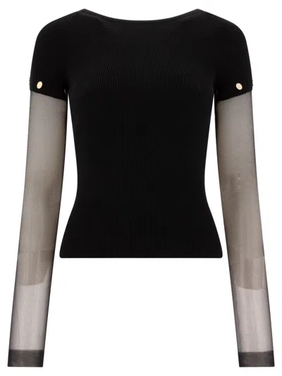 Max Mara Fitted Black Ribbed T-shirt