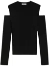 Max Mara Fitted Black Top With Shoulder Cut-outs In Black
