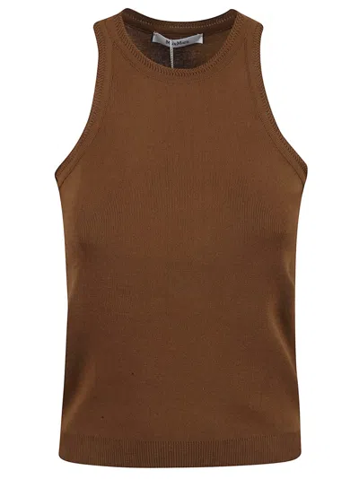 Max Mara Fitted Brown Sleeveless Top