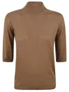 Max Mara Fitted Brown Sweater With High Neck In Brown