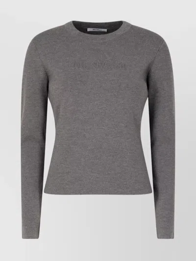 Max Mara Fitted Crew Neck Knitwear Top In Gray